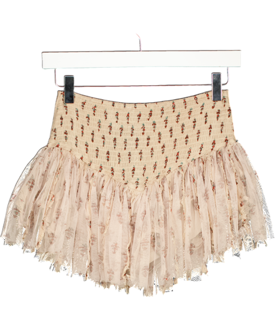 FREE PEOPLE Nude Fp One Blossom Mini Skort UK XS