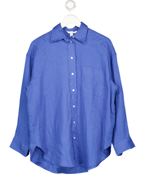 H&M Blue Oversized Linen-blend Shirt UK XS