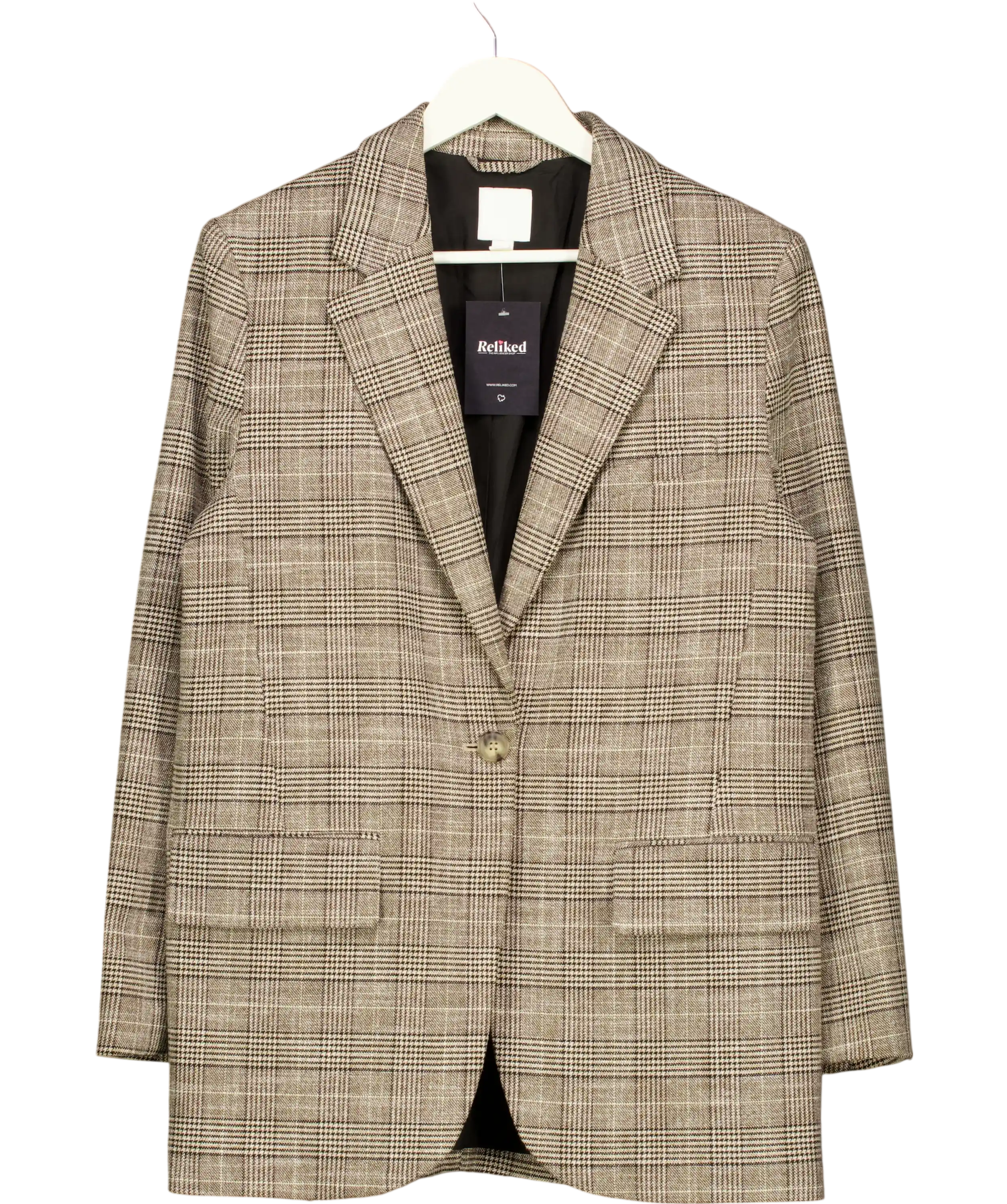 H&M Brown Prince Of Wales Check  Oversize Blazer UK S