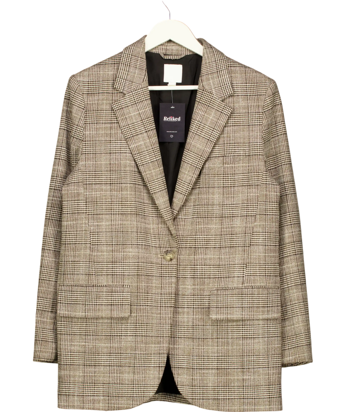 H&M Brown Prince Of Wales Check  Oversize Blazer UK S