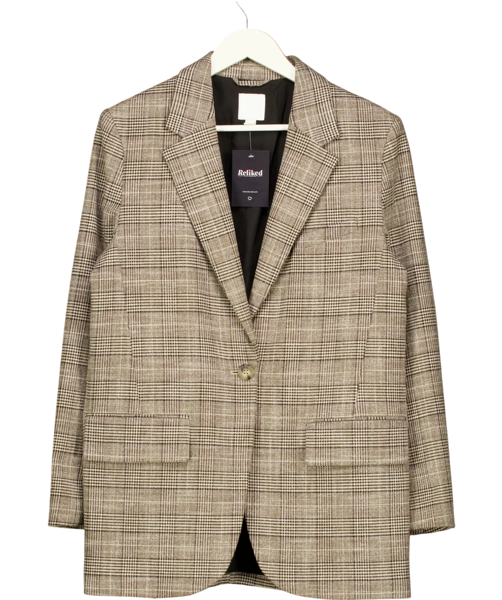 H&M Brown Prince Of Wales Check  Oversize Blazer UK S