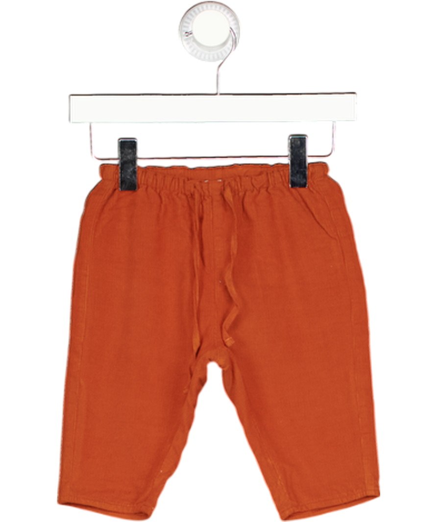 Caramel baby & child Burnt Orange Corduroy Drawstring Trousers 0-3 Months