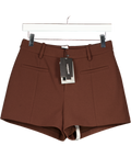 WANDERDOLL Brown Charlotte Mid Waist Suiting Mini Shorts UK XS