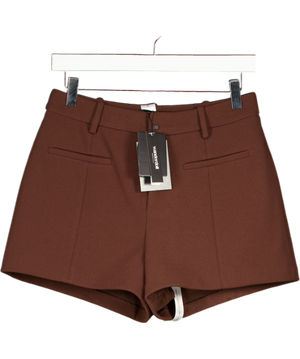 WANDERDOLL Brown Charlotte Mid Waist Suiting Mini Shorts UK XS