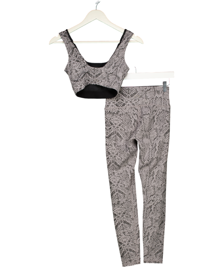 VARLEY 2-piece Grey Snake Print Sports Top & Leggings Set UK XS