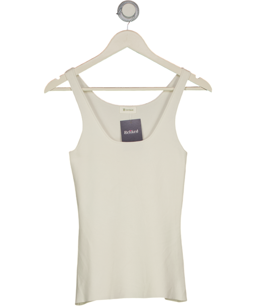 LILYSILK Cream Knit Silk Viscose Tank Top UK S