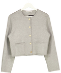 ABERCROMBIE & FITCH Grey Gold Button Cropped Cardigan UK M