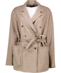 SOEUR Brown Drew Double Breast Cotton Blend Jacket Fr40 UK 12