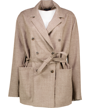 SOEUR Brown Drew Double Breast Cotton Blend Jacket Fr40 UK 12