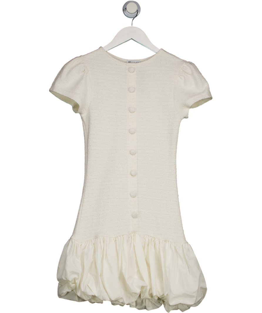 ASOS White Bubble Hem Button Down Mini Dress UK S