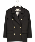 LOULOU STUDIO Black Wool Blend Double Breasted Oversize Blazer UK XS