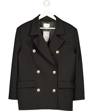 LOULOU STUDIO Black Wool Blend Double Breasted Oversize Blazer UK XS