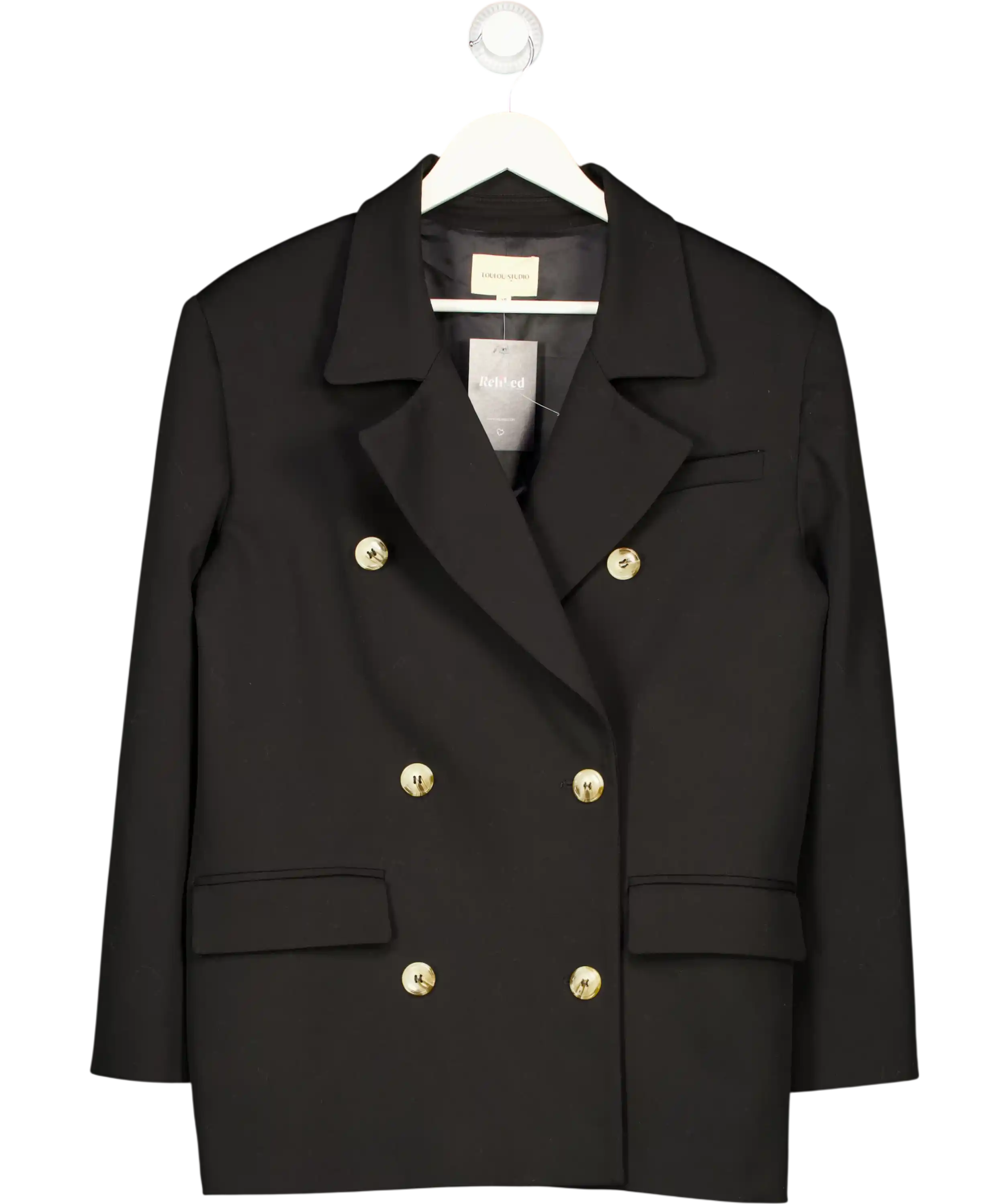 LOULOU STUDIO Black Wool Blend Double Breasted Oversize Blazer UK XS