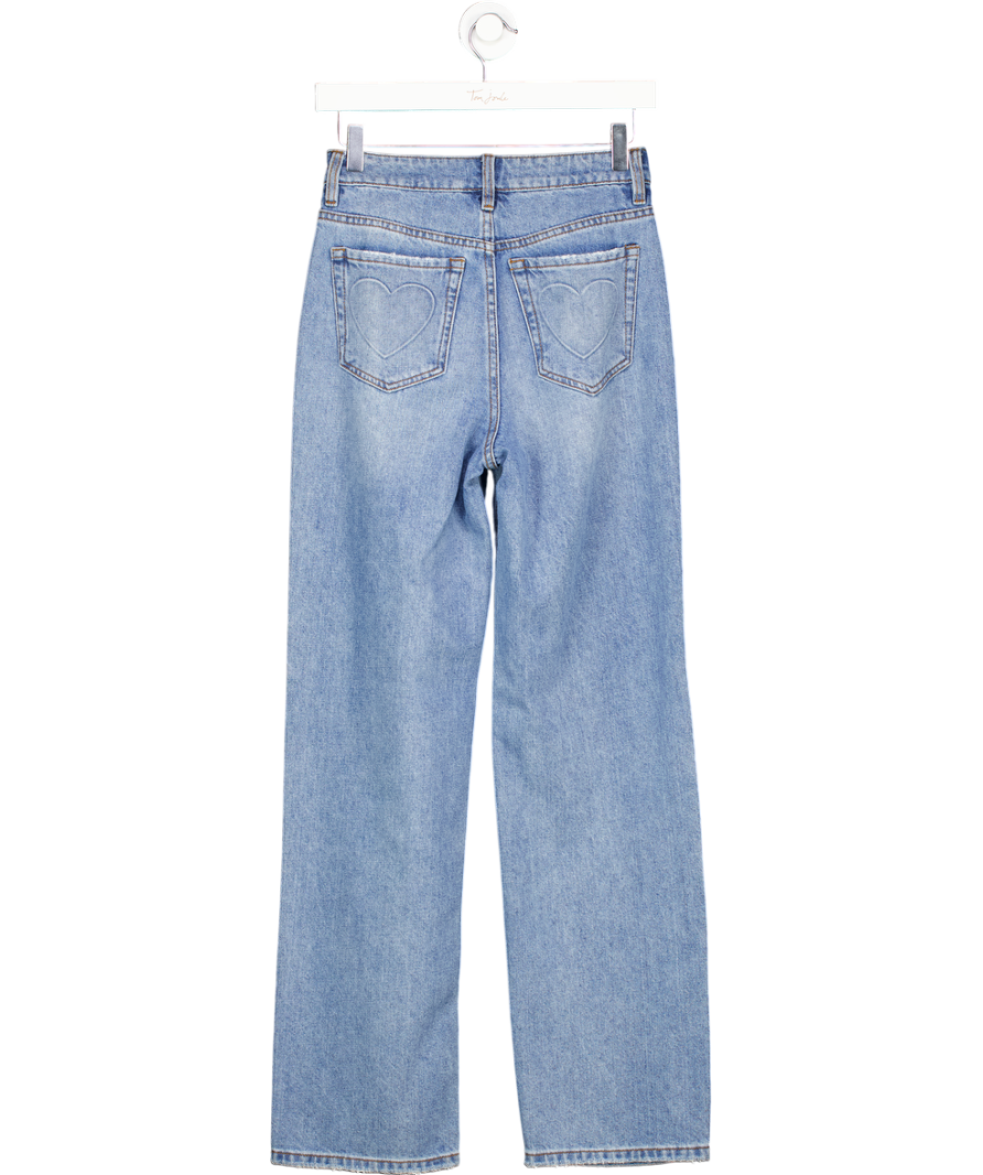 Miss Selfridge Blue Heart Pocket Flare Jean In Mid Wash UK 6