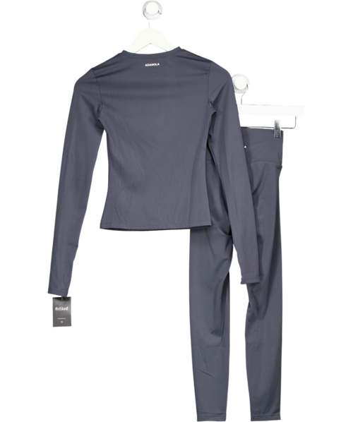 ADANOLA Grey 2-piece Long Sleeve Top And Leggings Activewear Set UK XS