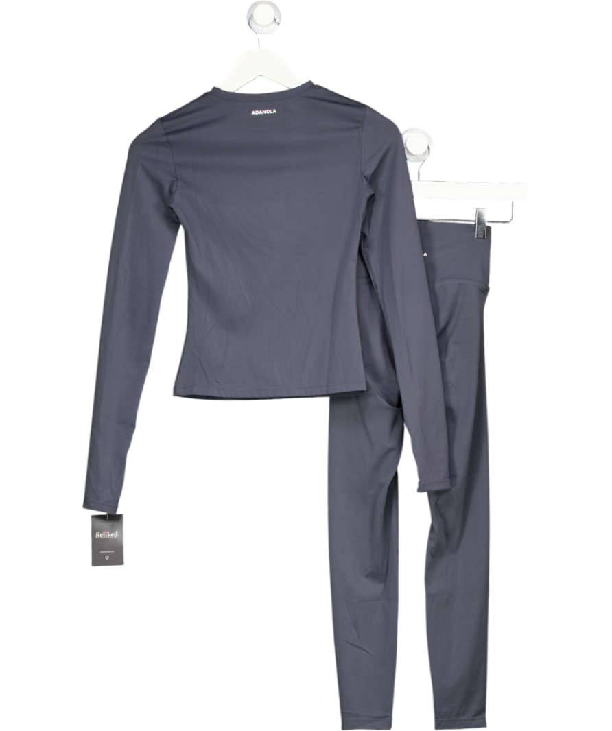 ADANOLA Grey 2-piece Long Sleeve Top And Leggings Activewear Set UK XS