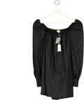SONG OF STYLE Black Poplin Puff Sleeve Mini Dress UK XS