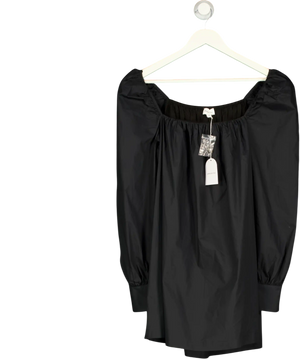 SONG OF STYLE Black Poplin Puff Sleeve Mini Dress UK XS
