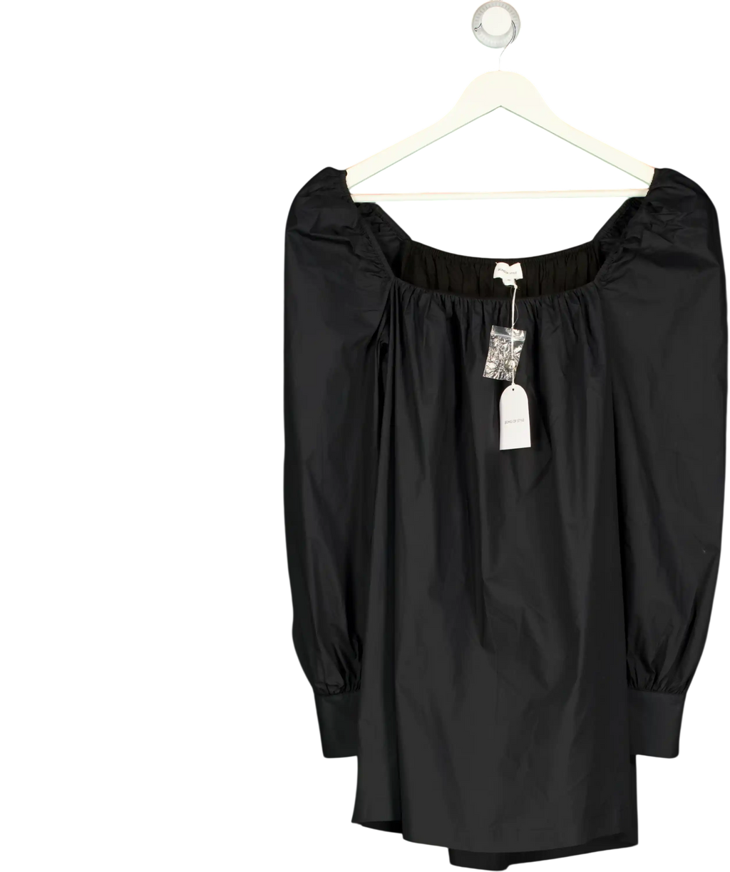 SONG OF STYLE Black Poplin Puff Sleeve Mini Dress UK XS