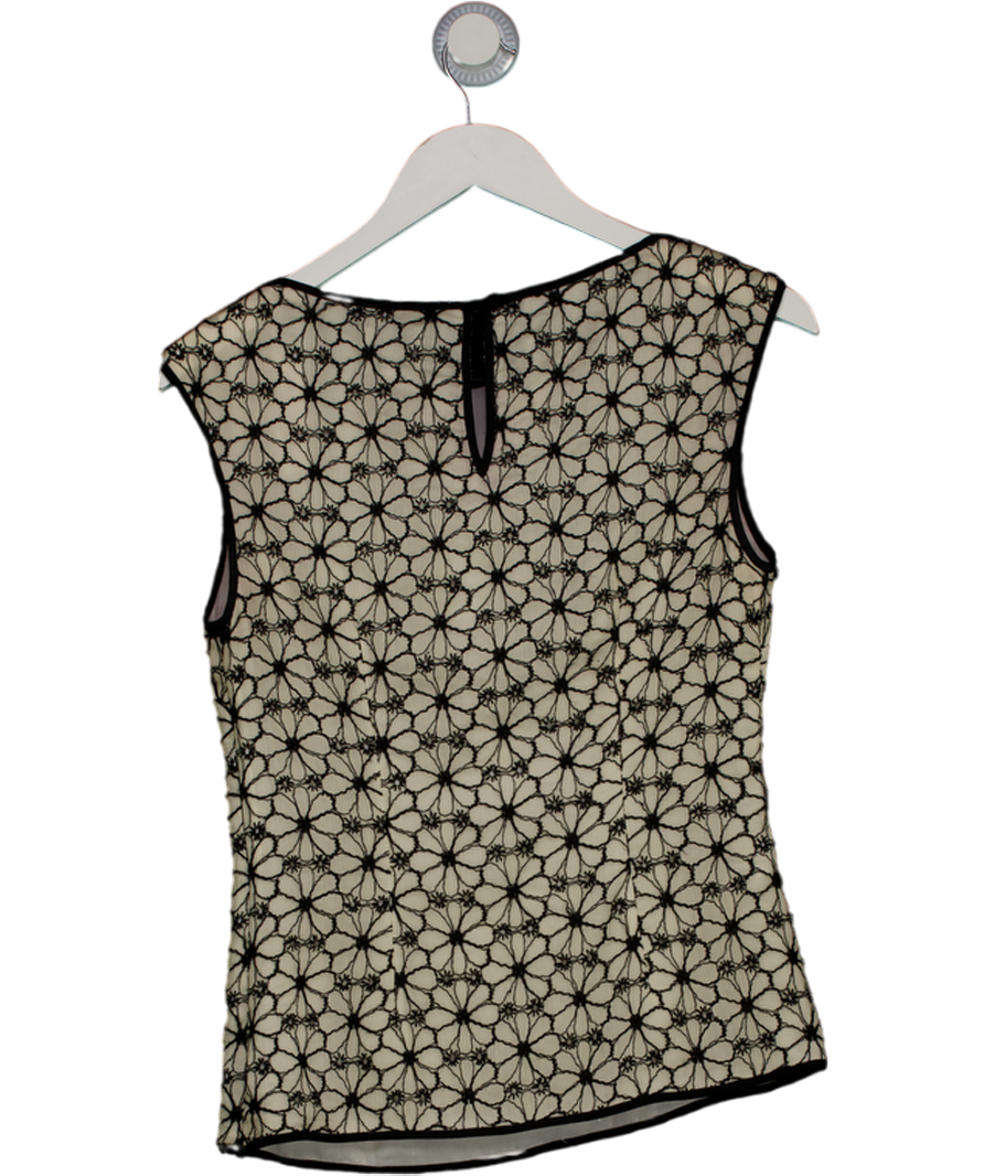 REISS Ivory / Black Embroidered Floral Sleeveless Top UK 8