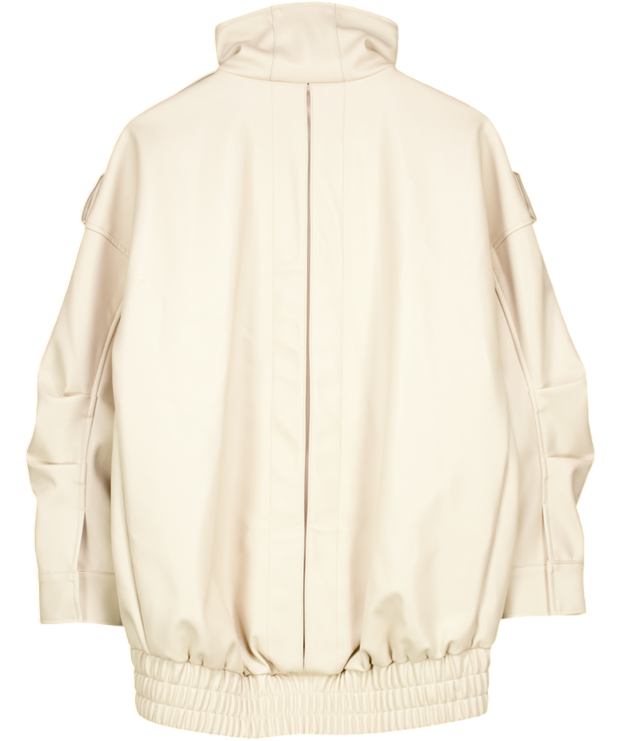 Karen Millen Beige Faux Leather Relaxed Cocoon Jacket UK 6