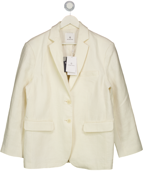 ANINE BING Cream Heavyweight Linen Quinn Blazer UK M
