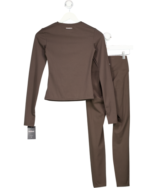 ADANOLA Brown 2-piece Long Sleeve Top And Leggings Activewear Set UK XS