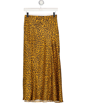 & Other Stories Brown Leopard Print Midi Slip Skirt UK 8