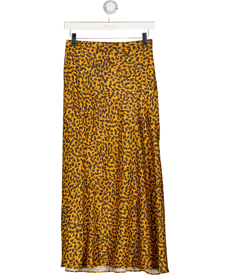 & Other Stories Brown Leopard Print Midi Slip Skirt UK 8