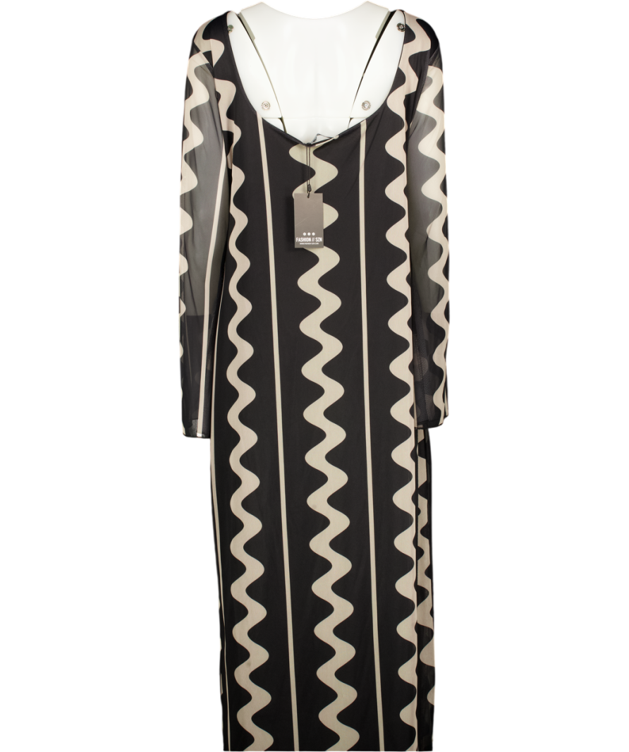 FASHION SZN Black / Cream Print Dress UK 20