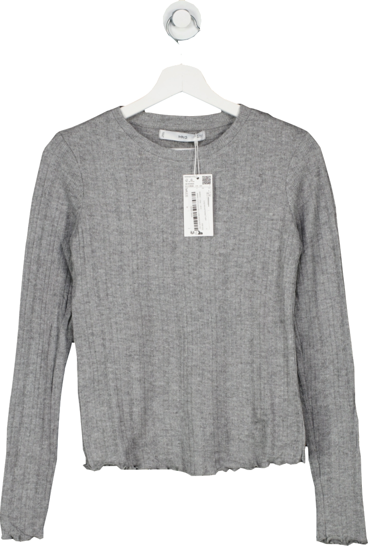 MANGO Grey Super soft  Long-sleeved Knitted T-shirt BNWT UK L