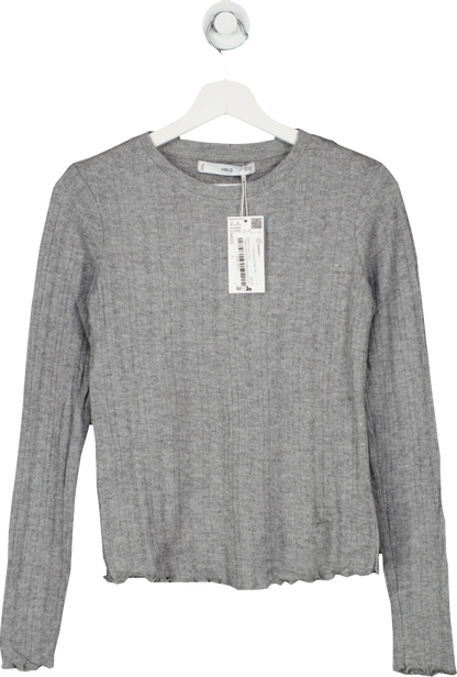 MANGO Grey Super soft  Long-sleeved Knitted T-shirt BNWT UK L
