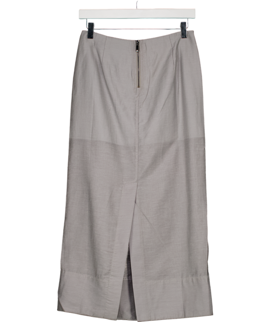 Karen Millen Silver Grey Sheer Organdie Woven Midi Skirt UK 6
