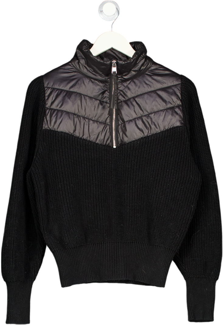VARLEY Black Daines Quilted Top Half Zip Sweatshirt UK S