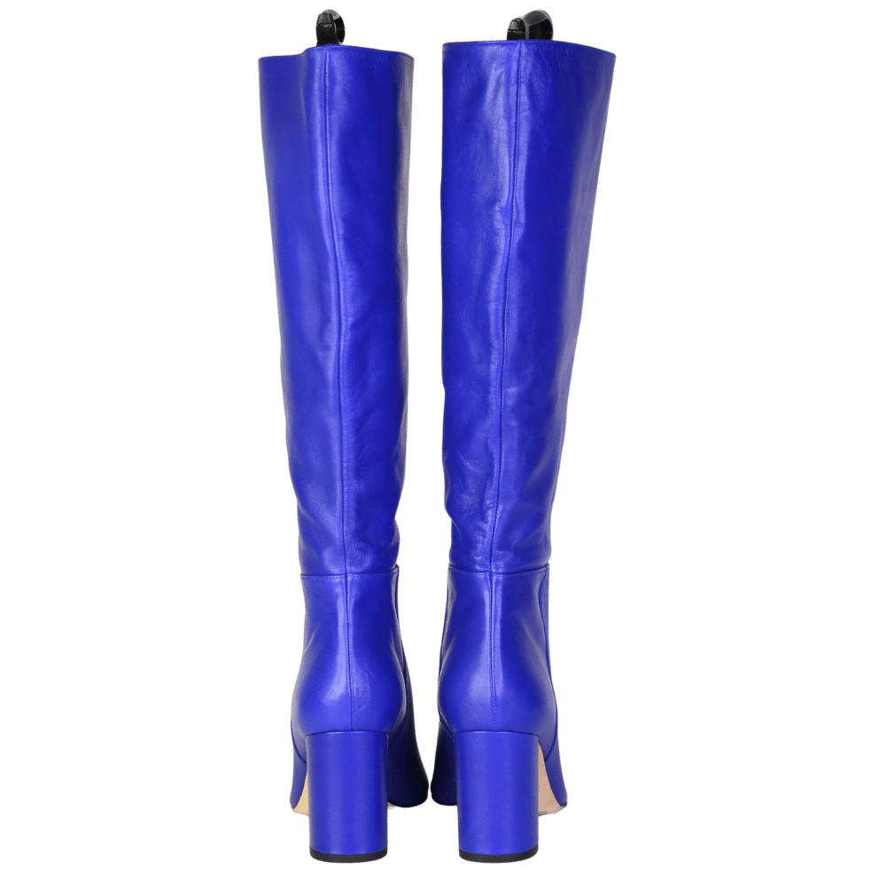 Russell & Bromley Blue Leather Middlewood Knee High Heeled Boot UK 8 EU 41 👠