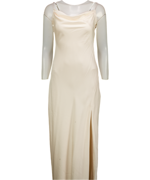 FOREVER NEW Cream Hannah Diamante Strap Satin Dress UK 6