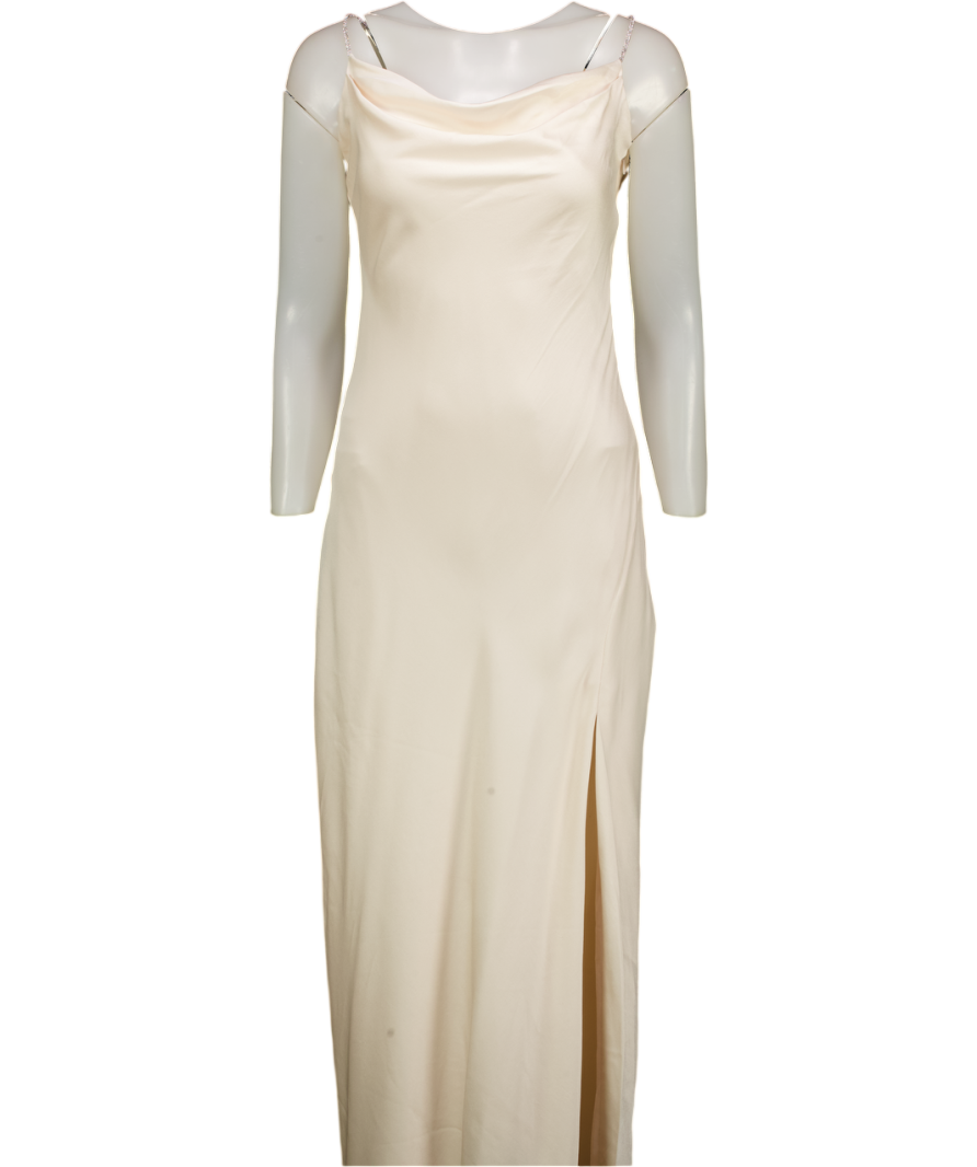 FOREVER NEW Cream Hannah Diamante Strap Satin Dress UK 6