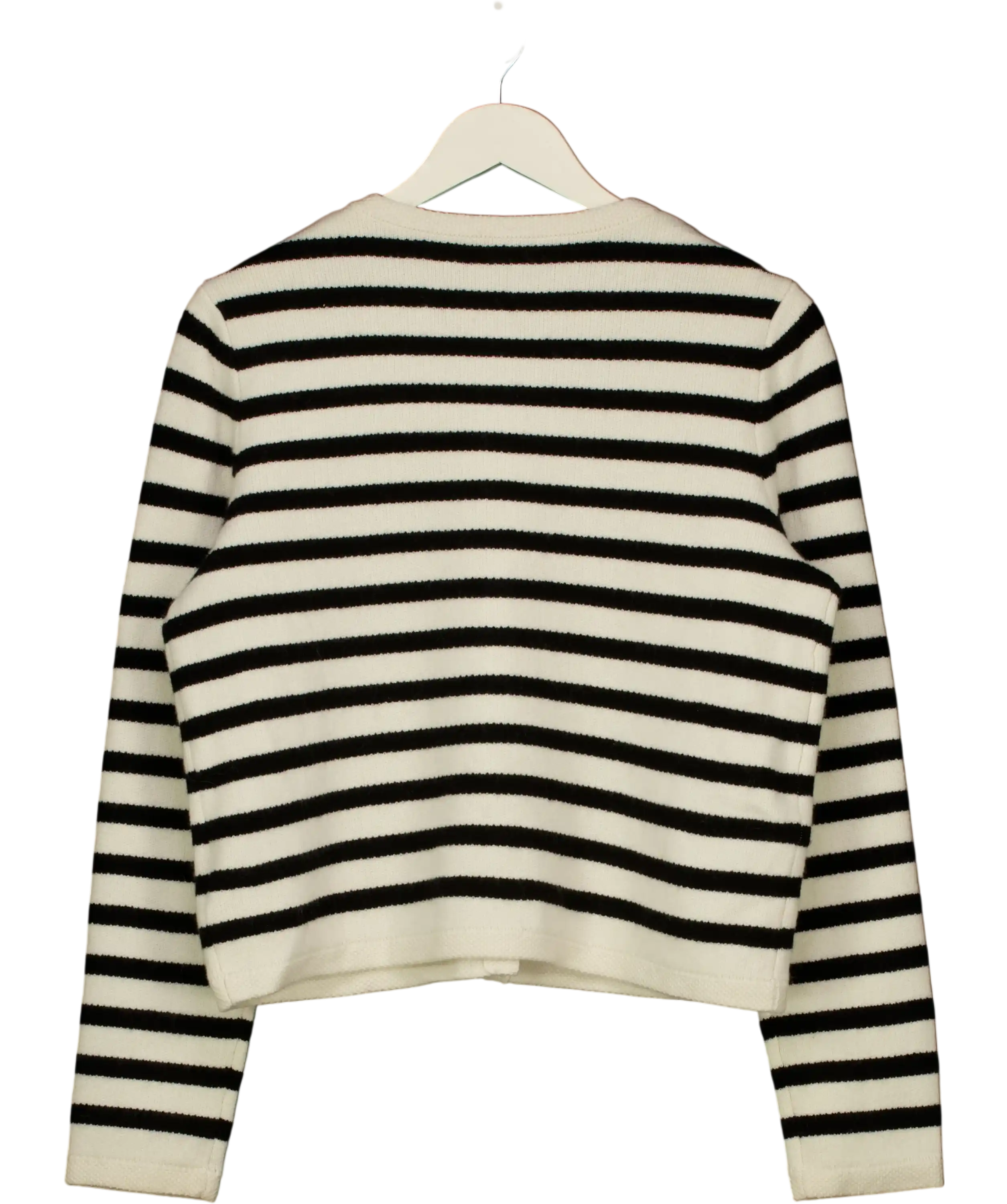 GOELIA Black And White Striped Gold Button Knit Cardigan UK L