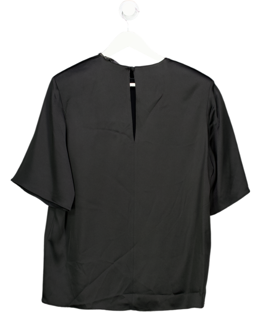 ZARA Black Zw Collection Satin Top With Shoulder Pads UK S