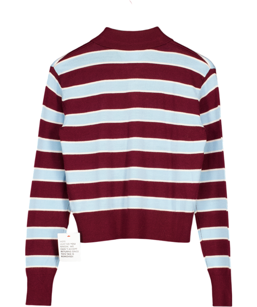 adidas Originals X Asos Wool Rugby Top In Burgundy & Blue Stripe UK S