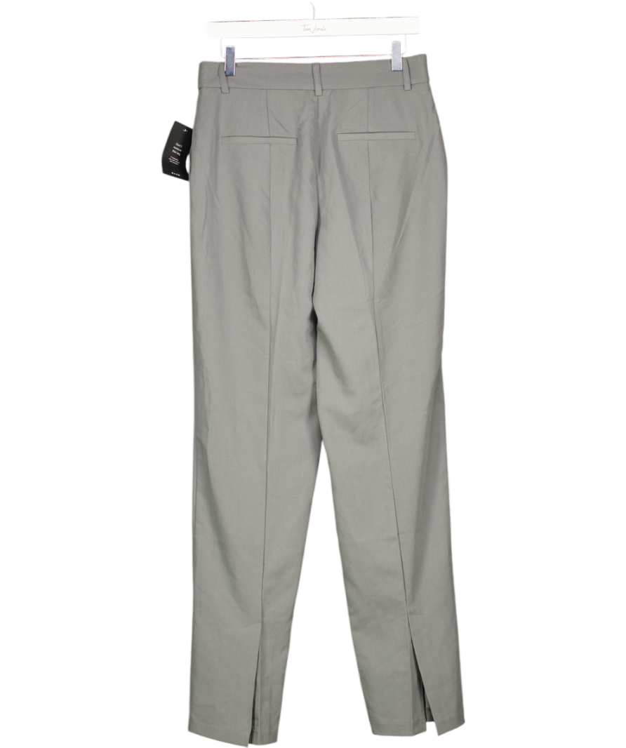 NA-KD Grey Back Slit Suit Pants UK 12