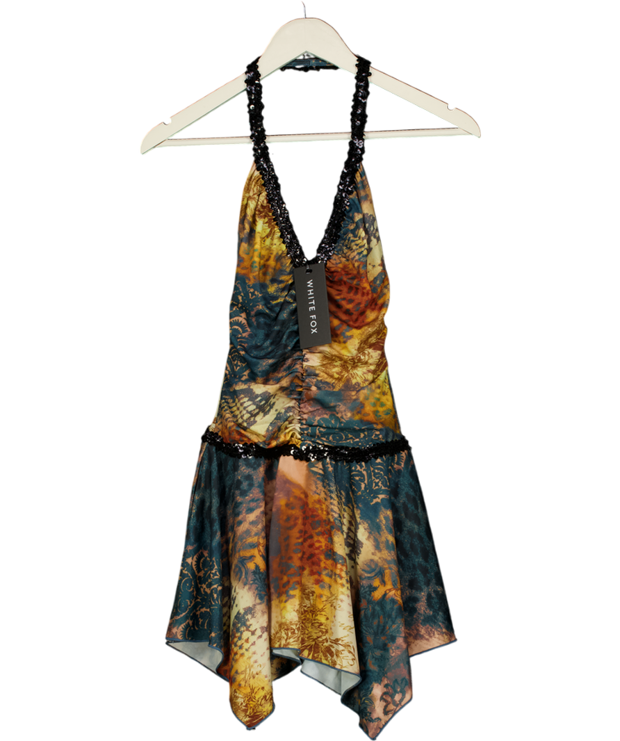 WHITE FOX Beige Island Glow Halter Mini Dress Old Town UK XS