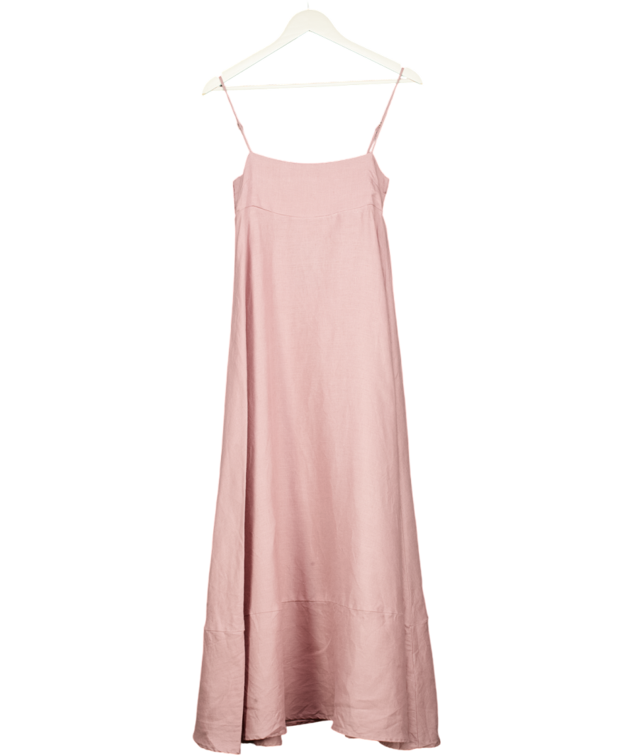 VRG GRL Behati Linen Camisole Maxi Dress In Dusty Pink UK 8