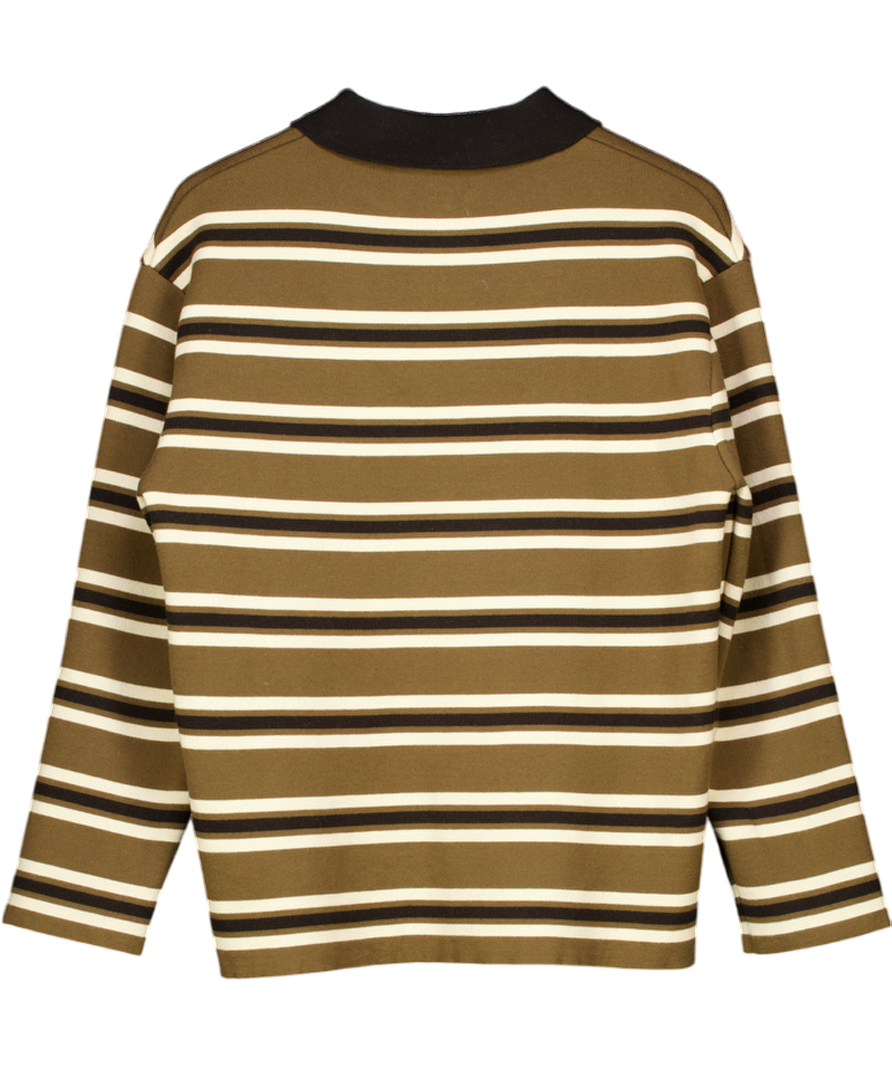Blossom Brown Striped Polo Knit Jumper UK S