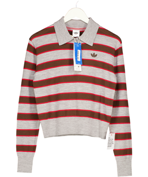 adidas Originals X Asos Wool Rugby Top In Grey Stripe UK S