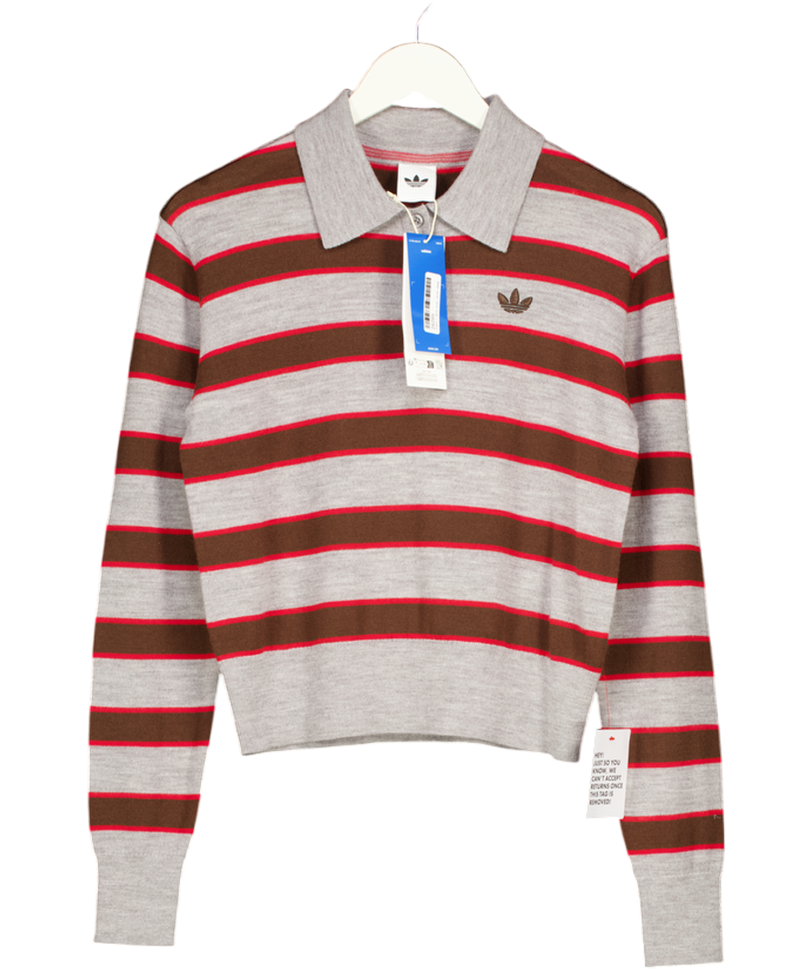 adidas Originals X Asos Wool Rugby Top In Grey Stripe UK S