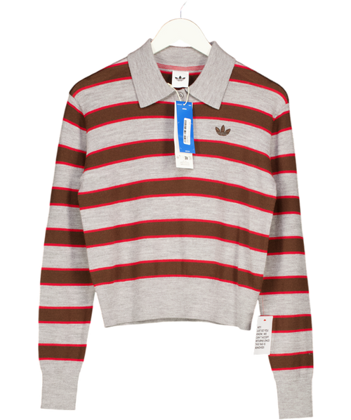 adidas Originals X Asos Wool Rugby Top In Grey Stripe UK S