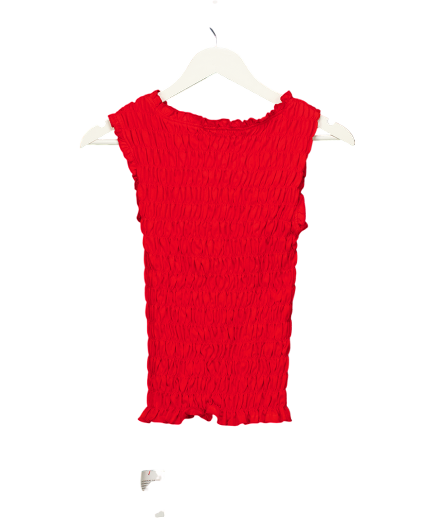 ASOS Red Shirred Tank Top UK S
