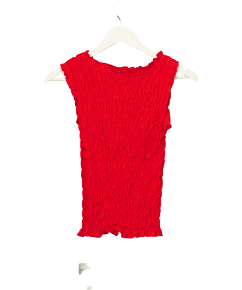 ASOS Red Shirred Tank Top UK S