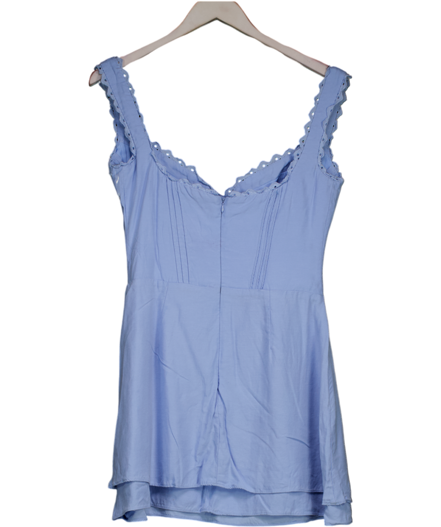 House of CB Blue Tilly Corset-bodice Linen-blend Mini Dress UK S